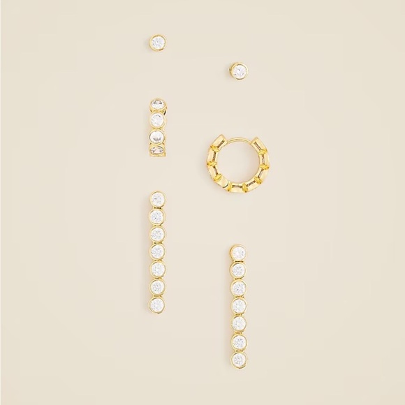 J crew Dainty cubic zirconia earrings set-of-three - Picture 1 of 3